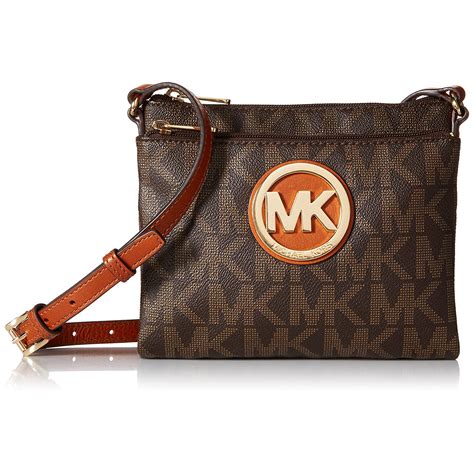 Michael Kors Large Fulton Brown Signature Logo Crossbody 